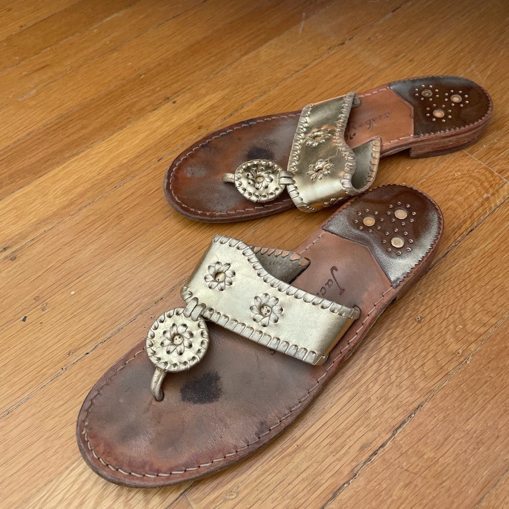 Jack Rogers USA Women's Flip Flop Sandals, Gold, Size 9.5